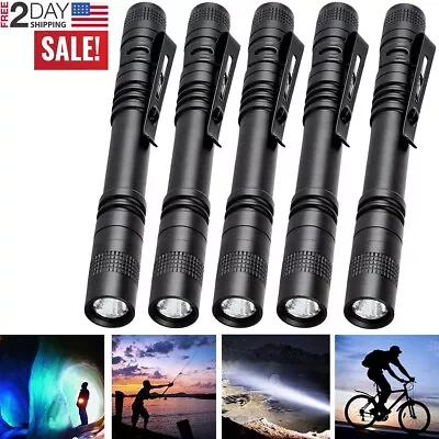 5Pcs LED Flashlight Clip Mini Light Penlight Portable Pen Torch Lamp Outdoor US • $10.49