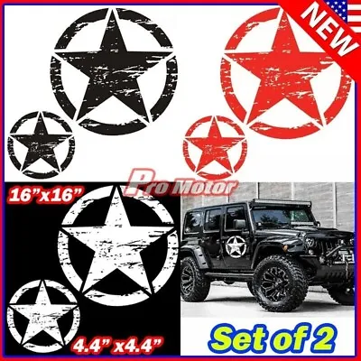 2pcs US Distressed Military Army Star Sticker Vinyl Decal Truck Hood Roof Door • $12.60