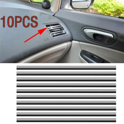 £3.59 • Buy 10PCS Car Auto Accessories Air Conditioner Outlet Decoration Strip Cover Silver 
