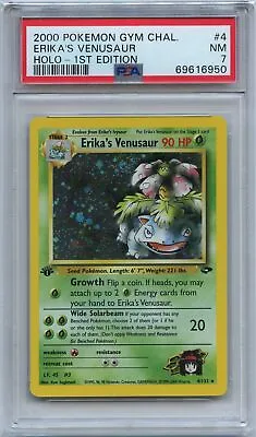 $110 • Buy Pokemon PSA 7 Near Mint 1st Edition Erika's Venusaur Holo 4/132 Gym Challenge 