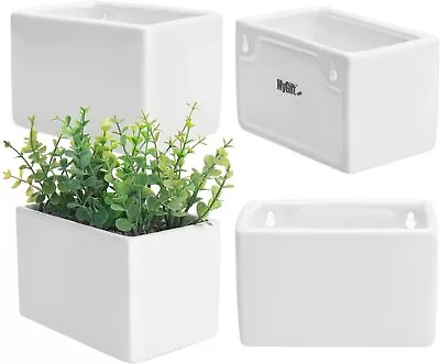 £42.68 • Buy White Modern Ceramic Square Wall Hanging Succulent & Herb Planter Box, Set Of 4