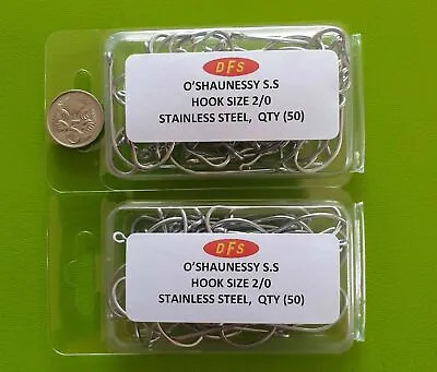 100x DFS Size 2/0 O'shaughnessy STAINLESS STEEL Fishing Hooks • $20.21