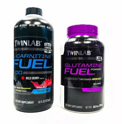 Twinlab Combo Pack: L-CARNITINE FUEL 16 Oz + GLUTAMINE FUEL Powder 60 Serv • $38.95