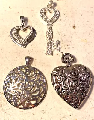 Vintage Locket Hearts Key Pendants Lot Of 4 • $3