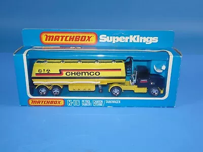 1981 Matchbox Super Kings K-16 Chemco Petrol Tanker Truck UNPUNCHED CARD. SB23 • $45.99