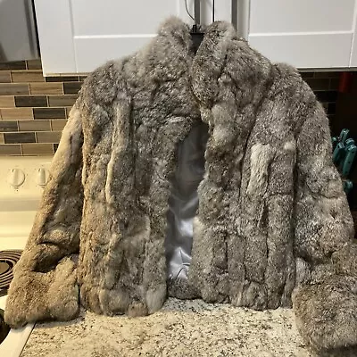 Antique  Hong Kong Rabbit Fur Jacket Size Medium In Beautiful Condition • $75