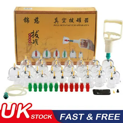 32 Cups Vacuum Cupping Massage Set Medical Therapy Body Health Acupuncture Kit • £13.99