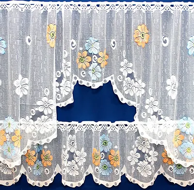 Lily - Pretty Jardinere Window Set - 3 Colours - Fantastic Value Net Curtains • £9.99