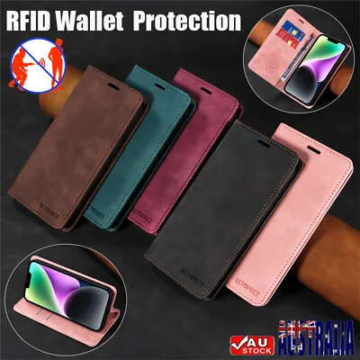 Flip Leather Cover RFID Wallet Case For Samsung S24 S23 S22 S21 S20FE Ultra Plus • $13.59