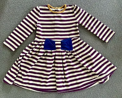 Girls Mamas & Papas Cute Striped Bow Dress - Age 3-4 Years • £10