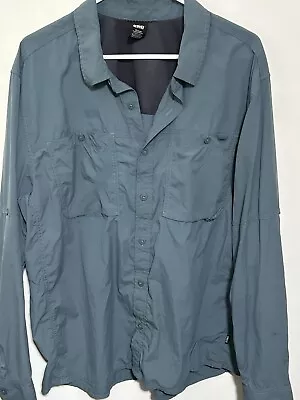 REI Shirt Men’s XL Long Sleeve Button Front Lightweight Pockets Vented Blue • $17