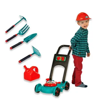 Pack Of 4 Grass Cutter Garden Tools Set Lawn Mower Machine Toy With Helmet • £23.39