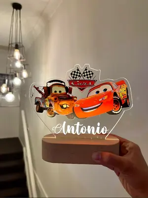 LIGHTENING MCQUEEN And MATER Cars Personalised 3D Night Light Kid Room Lamp Gift • $57.74