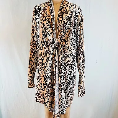 Maidenform Robe Vintage Women Extra Large Rayon.  Shawl Collar  Tan Black • $19