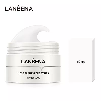 LANBENA Blackhead Remover Nose Mask Pore Black Peel Off Acne + 60x Paper Strips • £20.95