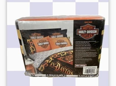 $135 • Buy Harley Davidson QUEEN Sheet Set 1 Flat 1 Fitted & 2 Standard Pillowcases NEW