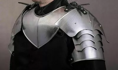 Medieval Knight Larp Steel Pair Of Pauldrons Armor Shoulder With Gorget • $139