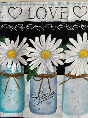 Daisy/Mason Jar  MINI Table Runner. Handmade.   10”x18” • $8.50