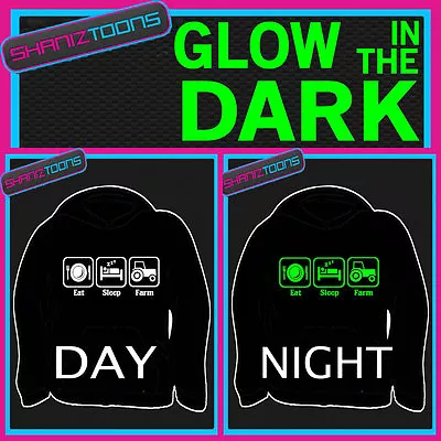 Farm Farmer Tractor Adults & Childrens Glow In The Dark Hoodie Hoody Gift • £25.77