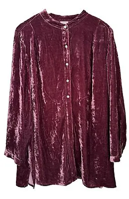 J. Jill Burgundy Silk Blend Velvet Button Down Tunic Shirt Women’s Size 2X • $39.89