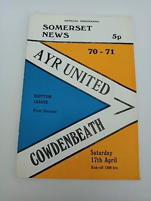 Ayr United V Cowdenbeath Scottish Football Programmes 1971 • £3.99