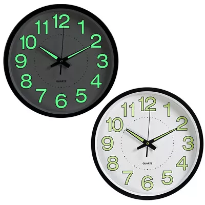 £11.94 • Buy 30CM Luminous Wall Clock Silent Night Light LED Quartz Home Living Room Bedroom