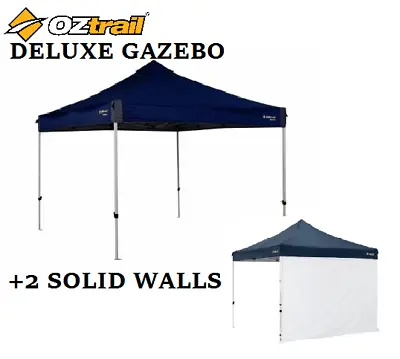 $269 • Buy OZTRAIL DELUXE GAZEBO With 2 SOLID WALL KITS 3Mx3M SHADE SHELTER MARQUEE STALL 