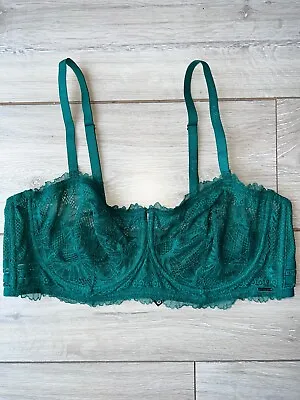 M&S AUTOGRAPH Marseilles Lace Wired Balcony Bra Non Padded Teal Green  VARIOUS • £11.99