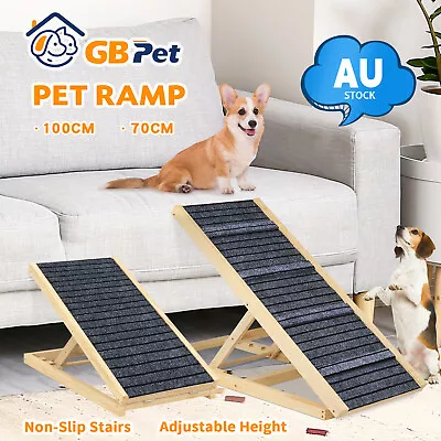 GB PET Dog Pet Ramp Foldable Adjustable Height Ramps Stairs For Bed Sofa Car AU • $45.90