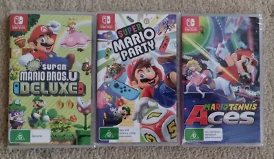 Super Mario Bros U & Super Mario Party & Mario Tennis Aces Nintendo Switch Games • $200