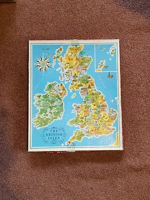 The British Isles Hand Cut Vintage Wooden Jisaw Map Puzzle 96 Pcs Castile Games • £4.50