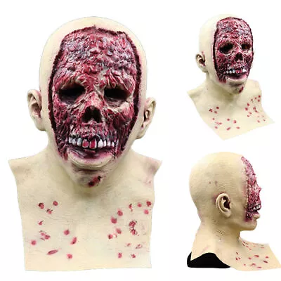 Halloween Melting Face Zombie Latex Mask Scary Horror Cosplay Costume Prop UK • £20.99