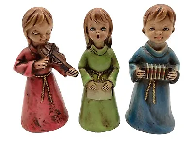 Paper Mache Angels With Instruments And Songbook Set Of 3 Vintage MCMChristmas • $26
