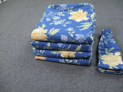 Laura Ashley Emilie Curtain Set Blue VTG Floral 4 Panels 14 Tie Backs Cottage • $145