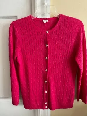 J.Crew Women's Dark Pink Cable Knit Linen Long Sleeve Cardigan Size Medium • $22