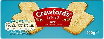 £37.99 • Buy 10x200g CRAWFORDS NICE BISCUITS Classic Coconut Cookie Sweets Snacks