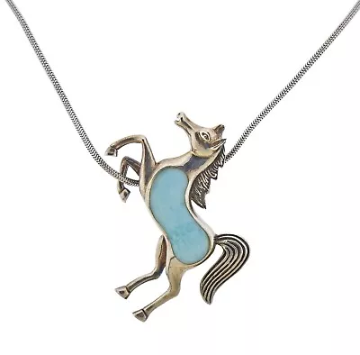 New MarahLago Sterling Silver Larimar Horse Pendant Necklace $341 • $115