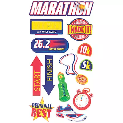 Crafts Sticko Stickers Marathon Running Shoe Stop Watch Medal Start Finish 10K • $2.99