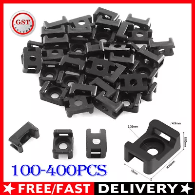 100x Tie Mount Screw Fixing Cable Wire Zip Saddle Holder Base Retardant 15x10mm • $10.12