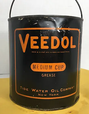 1920’s Vintage Veedol Grease Medium Cup Tide Water Motor Oil Can New York • $199.99