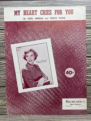 Vintage Sheet Music My Heart Cries For You Carl Sigman Percy Faith 1950￼ • $14.99