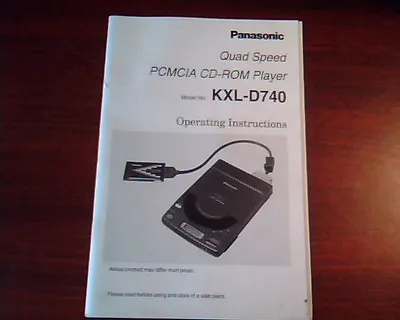 Panasonic Quad Speed PCMCIA CDROM Player User's Manual Model : KXL-D740 • £18.82