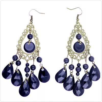 Boho Style Black Chandelier Earrings • £3.89