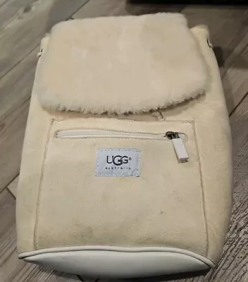 Ugg Genuine Sheepskin Authentic Shearling Fur Mini Backpack Drawstring Ecru • $20