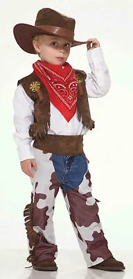 Cowboy Costume Child Cow Print Hat Bandana Chaps Wild West Western Boys Kid SM • $22.95