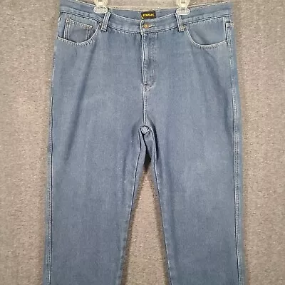 Stanley Denim Fleece Lined Blue Jeans Mens 42x30 Work Wear Pants • $13.95