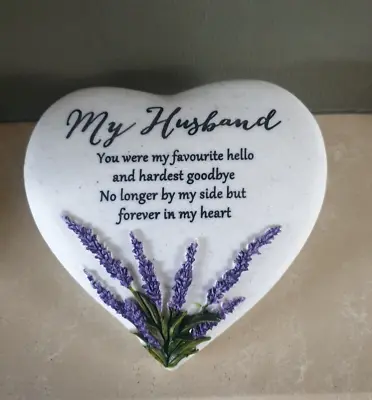 Heart Memorial Flower Graveside Remembrance Plaque Garden Tribute Grave Husband • £6.50