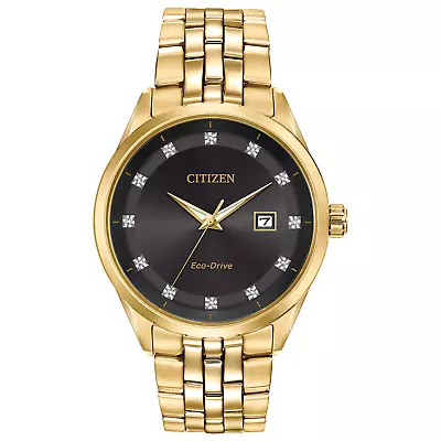 Citizen Corso Diamond Eco-Drive Gold Tone Stainless Steel Men's Watch BM7252-51G • $89.95