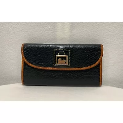 Dooney & Bourke Dillen Continental Clutch Wallet Hanging Duck Emblem Black Brown • $56.99