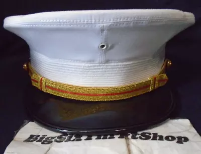 USMC Marine Corps Officers Blues Dress Lancaster Brand Cap Cover Hat Size 6 5/8 • $60